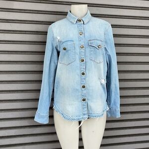 Current Elliott Distressed Denim Shirt